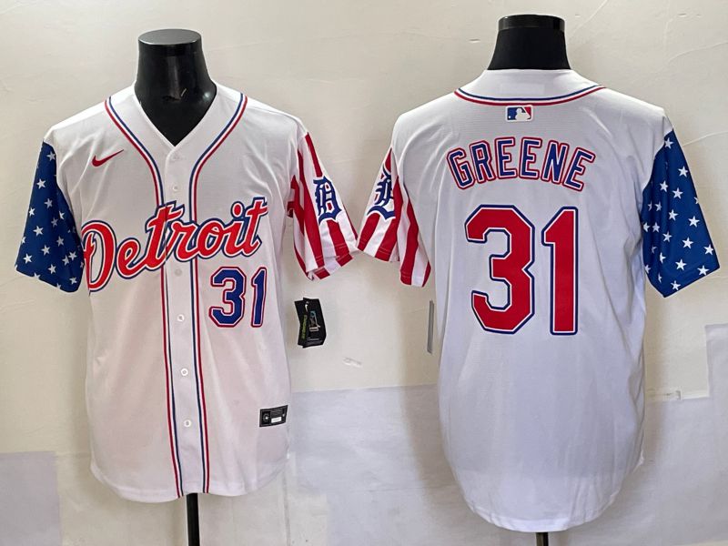 Men Detroit Tigers #31 Greene White National Flags 2025 Nike MLB Jersey style 1